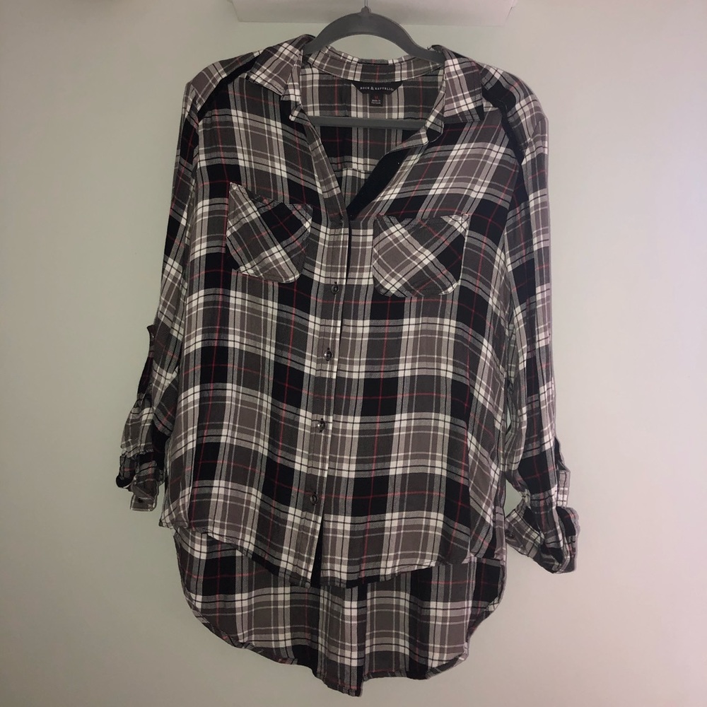 black, grey, & red flannel